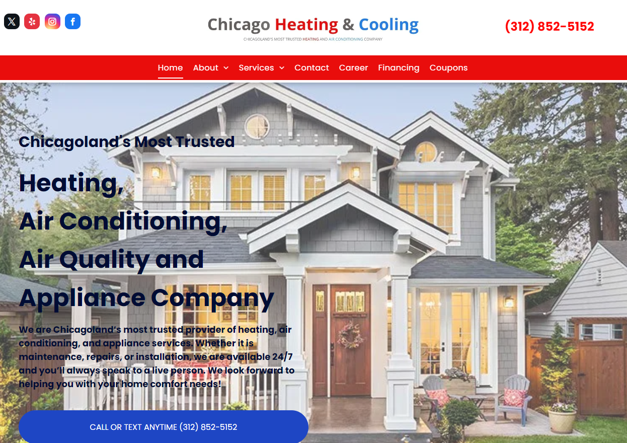 Thumbnail of Chicago Heating & Cooling website.